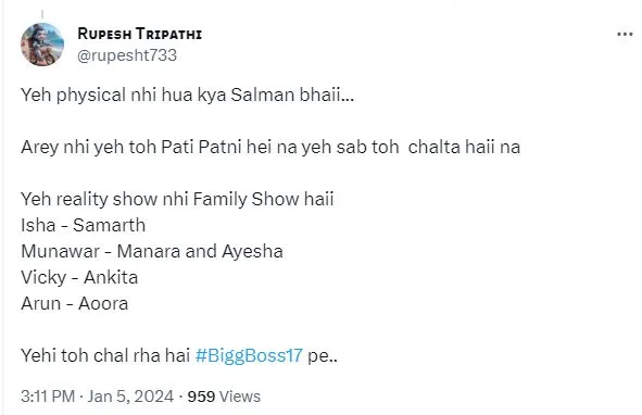 Bigg Boss 17 User comment