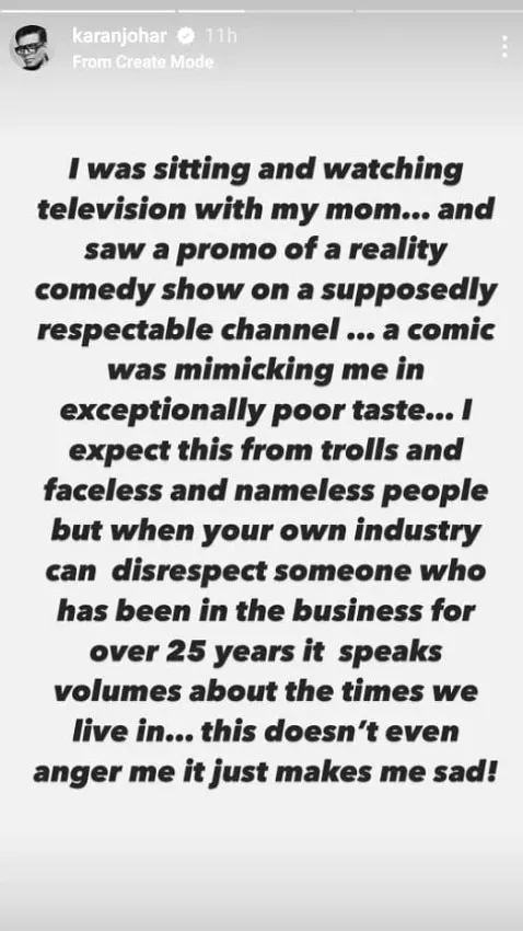 Karan Johar Instagram post